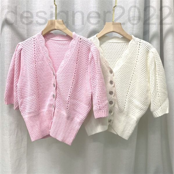 women's sweaters designer 22 summer fresh sweet hollow out knitted cardigan bubble sleeve deep v corrugated diamond button single breas, White;black
women's sweaters designer 22 summer fresh sweet hollow out knitted cardigan bubble sleeve deep v corrugated diamond button single breas, White;black