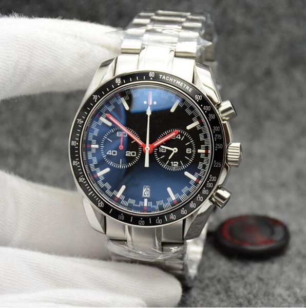 high grade 44mm quartz chronograph mens watches red hands stainless steel bracelet fixed bezel with a ring showing tachymeter markings, Slivery;brown
high grade 44mm quartz chronograph mens watches red hands stainless steel bracelet fixed bezel with a ring showing tachymeter markings, Slivery;brown
