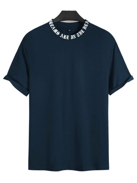 men slogan graphic mock neck tee k2d5#, White;black