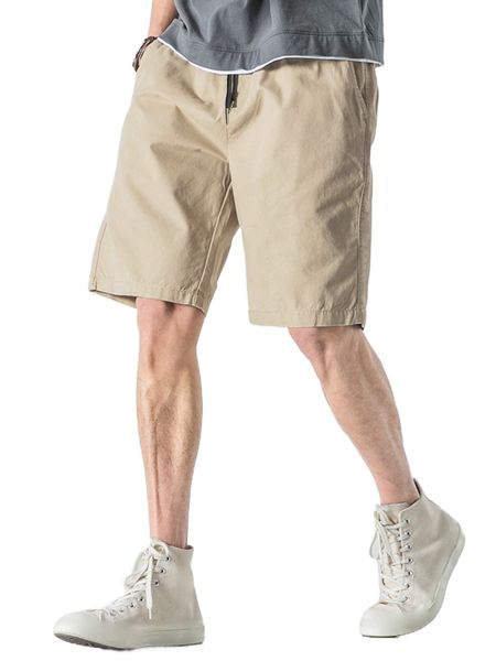 men drawstring waist straight leg shorts u8b9#, White;black 
men drawstring waist straight leg shorts u8b9#, White;black