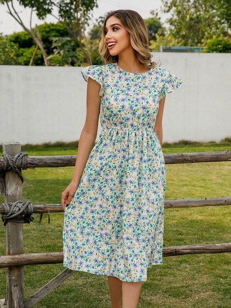 floral butterfly sleeve dress p2s3#, Black;gray
floral butterfly sleeve dress p2s3#, Black;gray