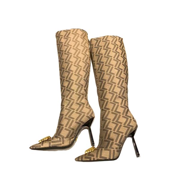 fashion 10.5cm stiletto heels knee-high boots designer women jacquard pattern medusa embellished back zipper pointed toe long booties factor, Black
fashion 10.5cm stiletto heels knee-high boots designer women jacquard pattern medusa embellished back zipper pointed toe long booties factor, Black