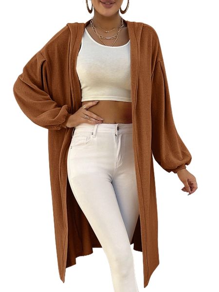 sxy open front drop shoulder hooded coat q813#, Black
sxy open front drop shoulder hooded coat q813#, Black