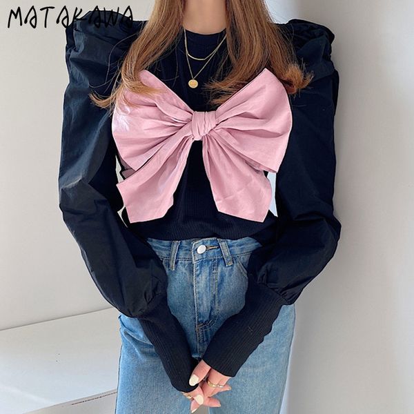 korean fashion round neck hoodies stitching bow tie loose casual sweatshirts vintage puff sleeve sweatshirt women 210506, Black
korean fashion round neck hoodies stitching bow tie loose casual sweatshirts vintage puff sleeve sweatshirt women 210506, Black