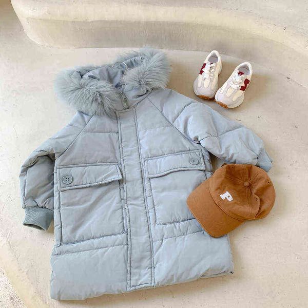 children winter thickened long large fur collar down jacket boys and girls go in winter down jacket j220718, Blue;gray
children winter thickened long large fur collar down jacket boys and girls go in winter down jacket j220718, Blue;gray