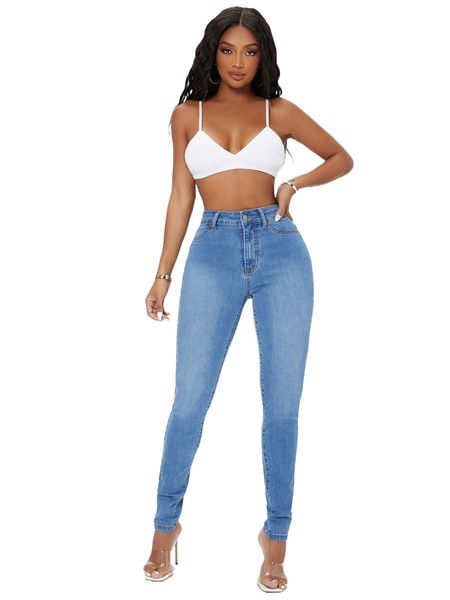 high waist zip fly skinny jeans a1uz#, Blue