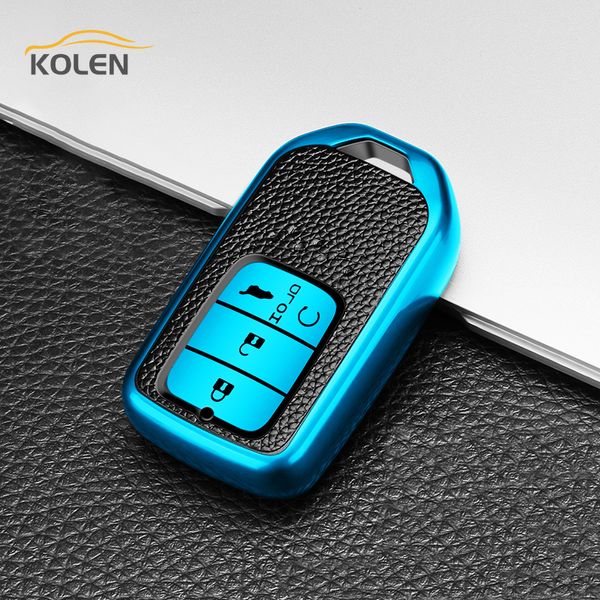 

leather tpu car smart key cover case fob for honda crv accord civic vezel xrv urv hrv pilot fit key protector holder shell