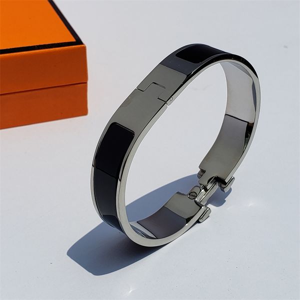new designer design men and women titanium steel couple bangle silver buckle classic enamel bracelet holiday gift, Black
new designer design men and women titanium steel couple bangle silver buckle classic enamel bracelet holiday gift, Black