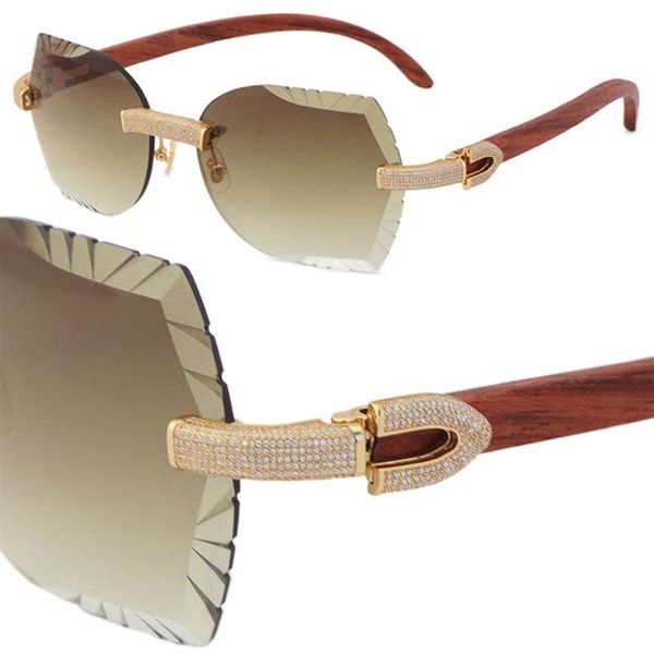new metal micro-paved diamond set rimless womens men sunglasses wood sun glasses male and female wooden frame with 18k gold uv400 237l, White;black
new metal micro-paved diamond set rimless womens men sunglasses wood sun glasses male and female wooden frame with 18k gold uv400 237l, White;black