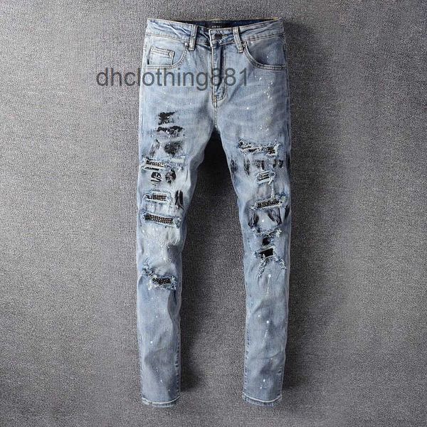 european and american jeans designer amirss men jean hole blue drill jeans men's fashion slim fit elastic slp fried street pan
european and american jeans designer amirss men jean hole blue drill jeans men's fashion slim fit elastic slp fried street pan