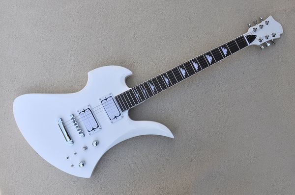 factory unusual shape white electric guitar with mahogany body and neck chrome hardware rosewood fingerboard can be customized
factory unusual shape white electric guitar with mahogany body and neck chrome hardware rosewood fingerboard can be customized