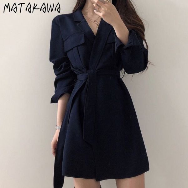 one buckle tie waist above knee mini dress female korean chic autumn retro temperament notched collar women 210506, Black;gray
one buckle tie waist above knee mini dress female korean chic autumn retro temperament notched collar women 210506, Black;gray