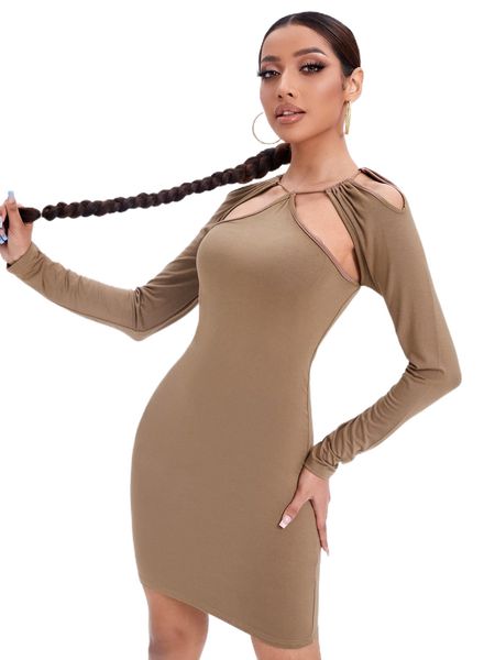 cut out bodycon dress c0il#, Black;gray
cut out bodycon dress c0il#, Black;gray