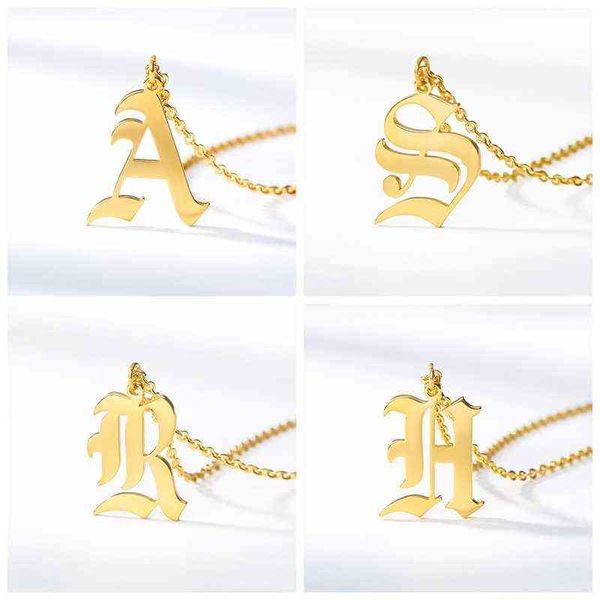 new az ancient english letters women's initials necklace gold silver plated stainless steel pendant
new az ancient english letters women's initials necklace gold silver plated stainless steel pendant