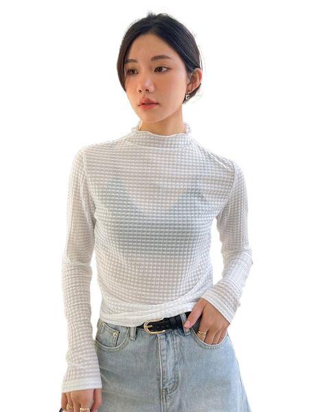 dazy lettuce trim mock neck lace without bra o4ca#, White 
dazy lettuce trim mock neck lace without bra o4ca#, White