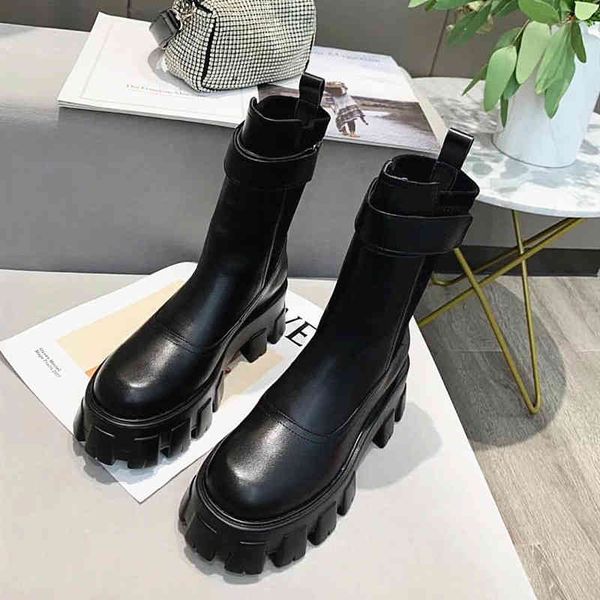 boots women's solid round head thick soled leather boots fashion british short and medium pipes famous designer, Black
boots women's solid round head thick soled leather boots fashion british short and medium pipes famous designer, Black
