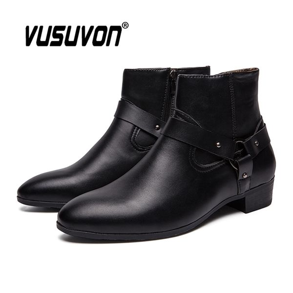 ankle pu leather men boots breathable autumn winter fashion pointed toe heels dress shoes big size 220720, Black;brown
ankle pu leather men boots breathable autumn winter fashion pointed toe heels dress shoes big size 220720, Black;brown