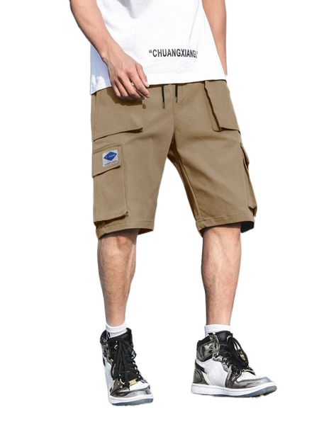 men drawstring waist patch detail cargo shorts t7jv#, White;black
men drawstring waist patch detail cargo shorts t7jv#, White;black