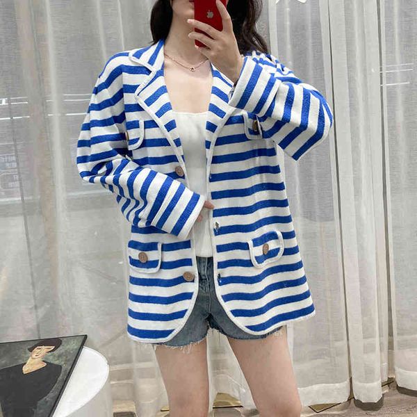 women's knits & tees french cp family spring and summer lapel contrast navy loose stripe sweater women's lazy style large cardigan, White
women's knits & tees french cp family spring and summer lapel contrast navy loose stripe sweater women's lazy style large cardigan, White