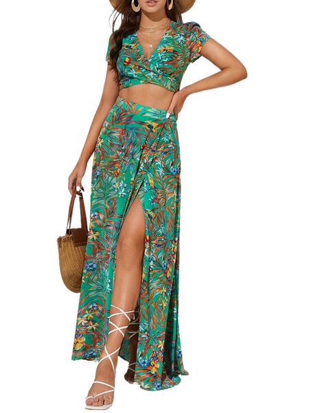 tall tropical print puff sleeve wrap tie back crop & split thigh skirt y1tf#, White
tall tropical print puff sleeve wrap tie back crop & split thigh skirt y1tf#, White