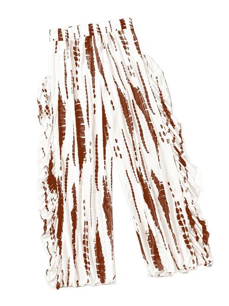 plus tie dye ruffle trim cover up pants 62mm#, Black
