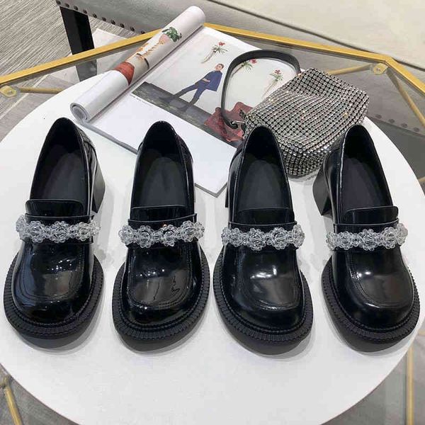 sandals spring thick soled raised crystal mary jane high heels french english small leather shoes, Black
sandals spring thick soled raised crystal mary jane high heels french english small leather shoes, Black