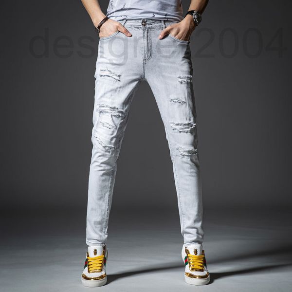 men's jeans designer elastic perforated jeans men's fashion brand spring diamond inlaid slim fit leggings korean cut trend pants q, Blue
men's jeans designer elastic perforated jeans men's fashion brand spring diamond inlaid slim fit leggings korean cut trend pants q, Blue