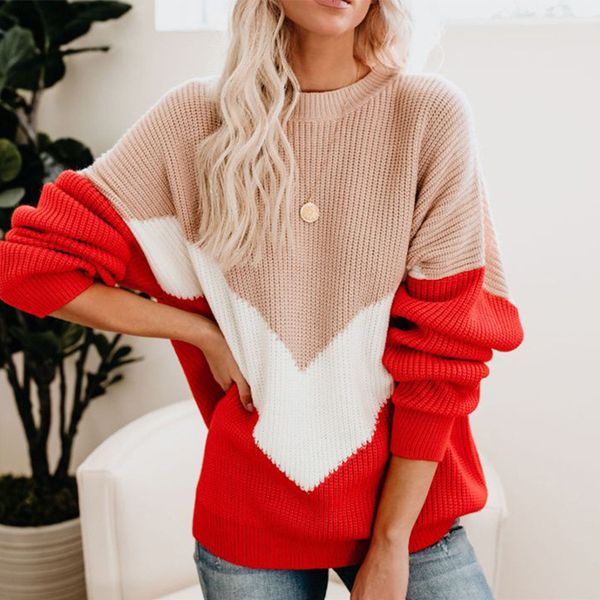 women knitted sweater fall winter long sleeve striped patchwork o neck blouse christmas casual female clothes pullover new, White;black
women knitted sweater fall winter long sleeve striped patchwork o neck blouse christmas casual female clothes pullover new, White;black