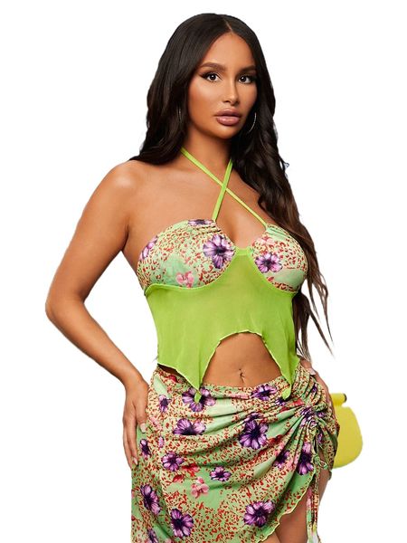 sxy floral print backless halter p9vc#, White
sxy floral print backless halter p9vc#, White