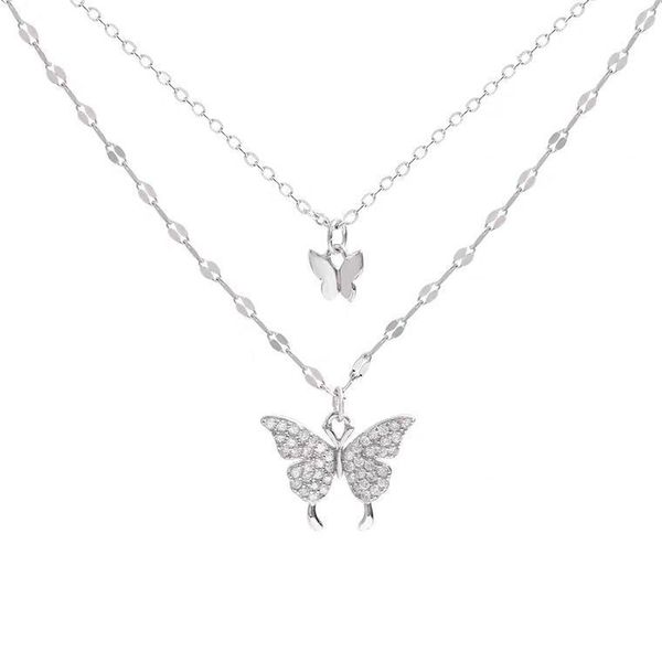 fashion shiny butterfly pendant necklaces ladies exquisite double layer clavicle chain jewelry for ladies gift, Silver
fashion shiny butterfly pendant necklaces ladies exquisite double layer clavicle chain jewelry for ladies gift, Silver