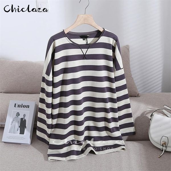chiclaza women spring autumn vintage striped long sleeve oneck pullovers sweatshirt female loose 220816, Black
chiclaza women spring autumn vintage striped long sleeve oneck pullovers sweatshirt female loose 220816, Black