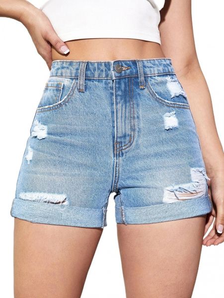 ripped roll up hem denim shorts c01f#, White;black
ripped roll up hem denim shorts c01f#, White;black