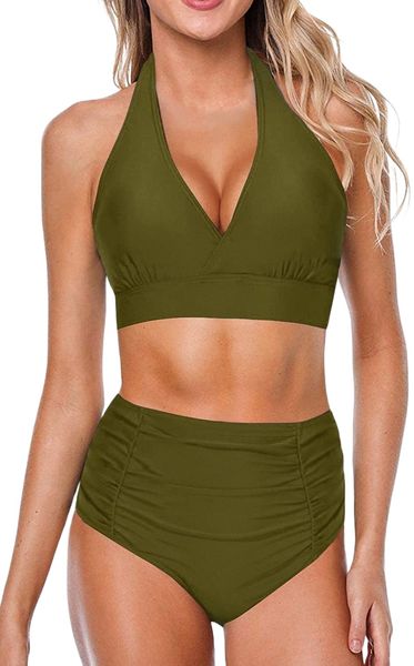 women's high waisted bikini swimsuit halter v neck push up two piece bathing suits r93p#, White;black
women's high waisted bikini swimsuit halter v neck push up two piece bathing suits r93p#, White;black
