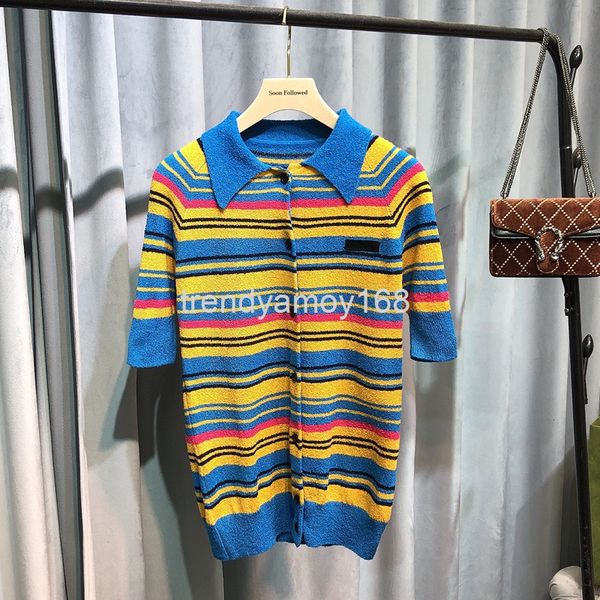 women's knits & tees spring festival special star same sweater 21 summer polo collar letter color matching stripe cardigan short sleeve, White
women's knits & tees spring festival special star same sweater 21 summer polo collar letter color matching stripe cardigan short sleeve, White