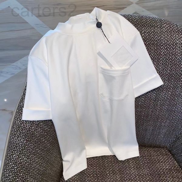 women's t-shirt designer 22 summer new style small fragrance back metal buckle round neck chest pocket solid color simple leisure loose, White
women's t-shirt designer 22 summer new style small fragrance back metal buckle round neck chest pocket solid color simple leisure loose, White