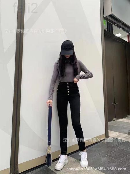 women's jeans designer correct version of chel / xiaoxiang 21 autumn and winter new high waist design sense button elastic slim black j, Blue
women's jeans designer correct version of chel / xiaoxiang 21 autumn and winter new high waist design sense button elastic slim black j, Blue
