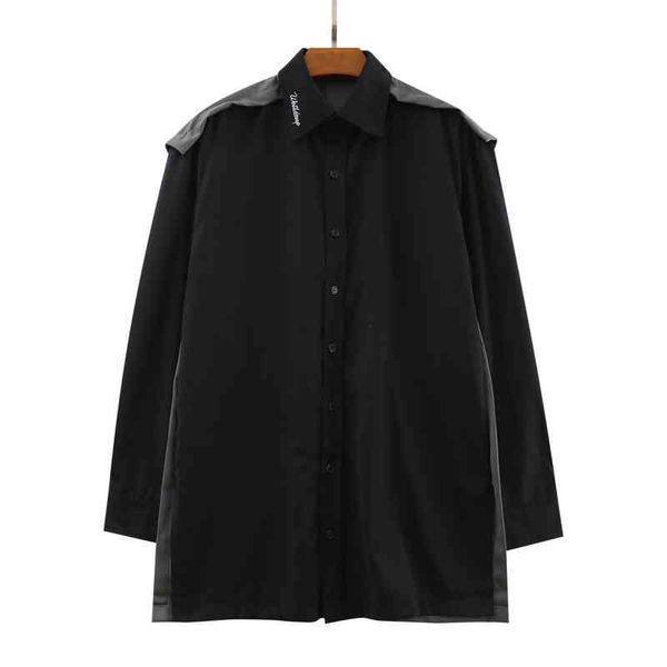 men's casual shirts early autumn we11 simple two-color splicing casual shirt for men and women, White;black
men's casual shirts early autumn we11 simple two-color splicing casual shirt for men and women, White;black
