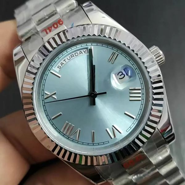 new men's watch baby blue dial new day date day date automatic 41mm sapphire glass stainless steel 238239 118239 men's watch, Slivery;brown
new men's watch baby blue dial new day date day date automatic 41mm sapphire glass stainless steel 238239 118239 men's watch, Slivery;brown