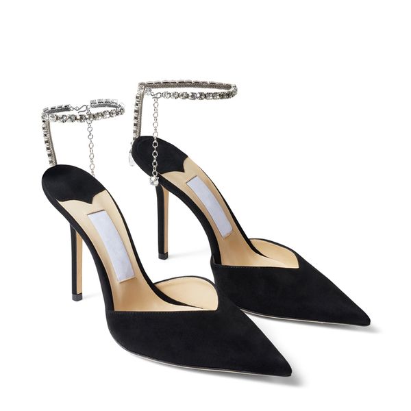 luxury brand jimmy women pumps sandals london choo saeda 100 mm refined italy pointed toes crystal ankle straps suede designer wedding party, Black
luxury brand jimmy women pumps sandals london choo saeda 100 mm refined italy pointed toes crystal ankle straps suede designer wedding party, Black