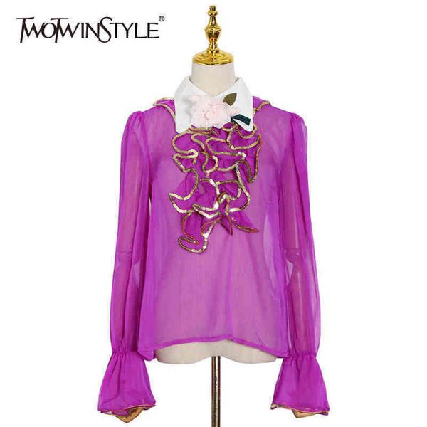 elegant patchwork ruffle shirt for women lapel long sleeve see through casual blouse female fashion clothing 210423, White
elegant patchwork ruffle shirt for women lapel long sleeve see through casual blouse female fashion clothing 210423, White