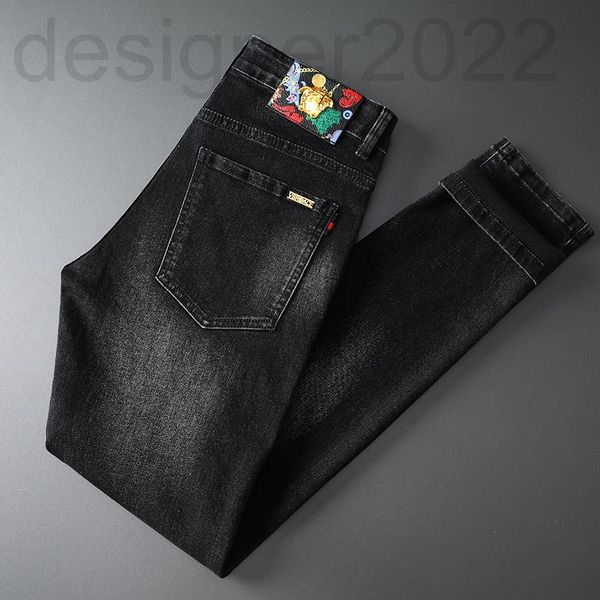 men's jeans designer autumn jeans men's cotton elastic slim fit small feet international korean version brand trousers medusa azdn, Blue
men's jeans designer autumn jeans men's cotton elastic slim fit small feet international korean version brand trousers medusa azdn, Blue