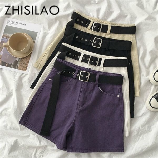 casual wide leg denim jeans shorts women vintage solid high waist summer shorts with belt chic shorts white black y200822
casual wide leg denim jeans shorts women vintage solid high waist summer shorts with belt chic shorts white black y200822