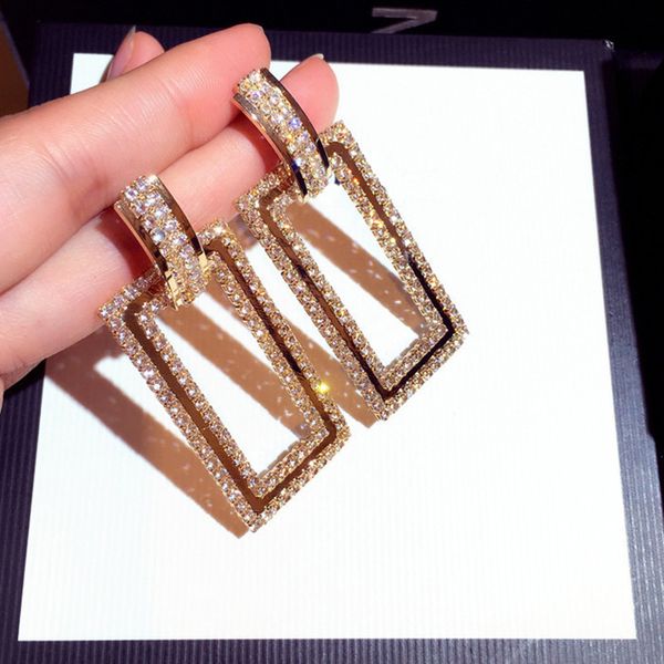 design fashion jewelry luxury full crystal earrings exaggerated rectangular earrings wedding party earrings for women, Golden
design fashion jewelry luxury full crystal earrings exaggerated rectangular earrings wedding party earrings for women, Golden