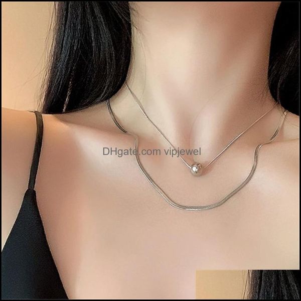 pendant necklaces pendants jewelry new style titanium steel snake bone chain bead double layer link ball necklace for gifts drop delivery, Silver
pendant necklaces pendants jewelry new style titanium steel snake bone chain bead double layer link ball necklace for gifts drop delivery, Silver
