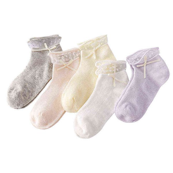 couplesparty new summer mesh children lace cotton children socks solid color princess breathable bows baby socks j220621, Pink;yellow 
couplesparty new summer mesh children lace cotton children socks solid color princess breathable bows baby socks j220621, Pink;yellow