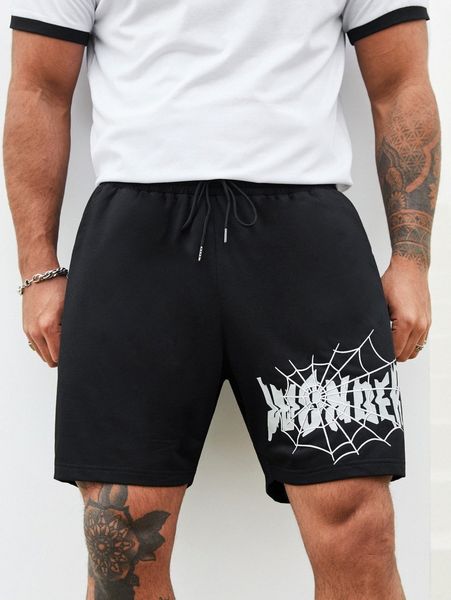 extended sizes men letter cobweb graphic drawstring shorts t6h5#, White;black
extended sizes men letter cobweb graphic drawstring shorts t6h5#, White;black