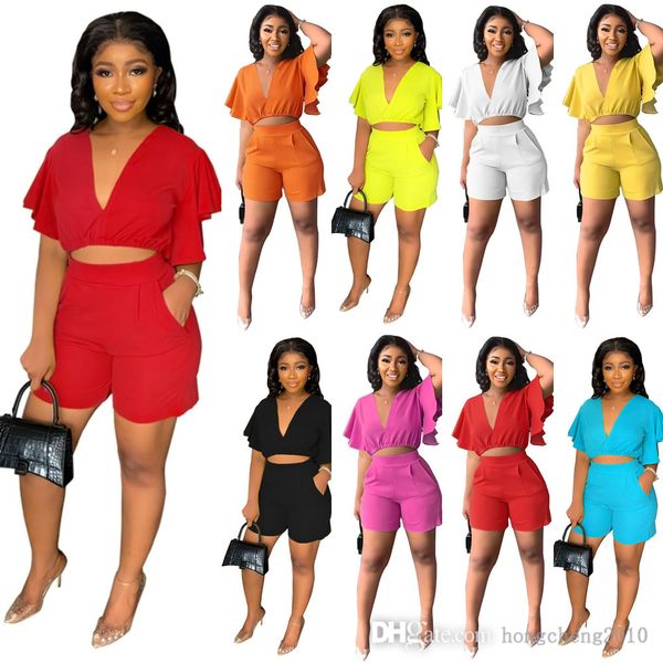 2022 summer ruffle sleeve tracksuits for women v-neck crop biker shorts 2 piece set party casual ladies clothing, Gray
2022 summer ruffle sleeve tracksuits for women v-neck crop biker shorts 2 piece set party casual ladies clothing, Gray