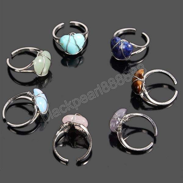 fashion natural crystal open rings heart-shape wire wrap stone women rings creative couple finger ring jewelry gifts, Silver
fashion natural crystal open rings heart-shape wire wrap stone women rings creative couple finger ring jewelry gifts, Silver