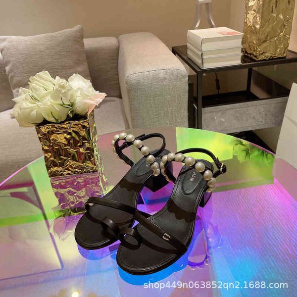 sandals xiaoxiangjia hollow sandals summer pearl inlaid elegant french one toe clip thick heel women's shoes 8cdl, Black
sandals xiaoxiangjia hollow sandals summer pearl inlaid elegant french one toe clip thick heel women's shoes 8cdl, Black