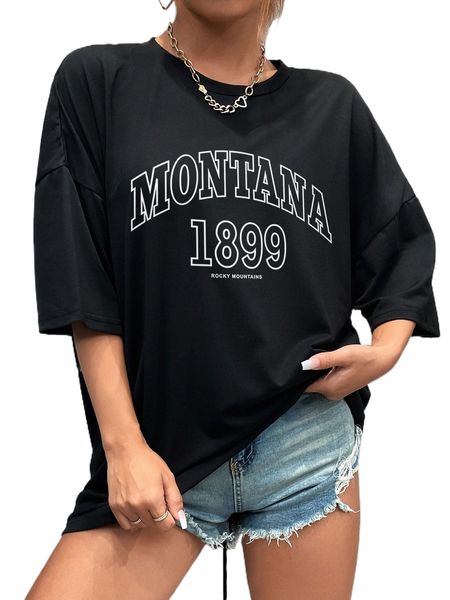 l.etter graphic d.rop s.houlder tee d5y5#, White